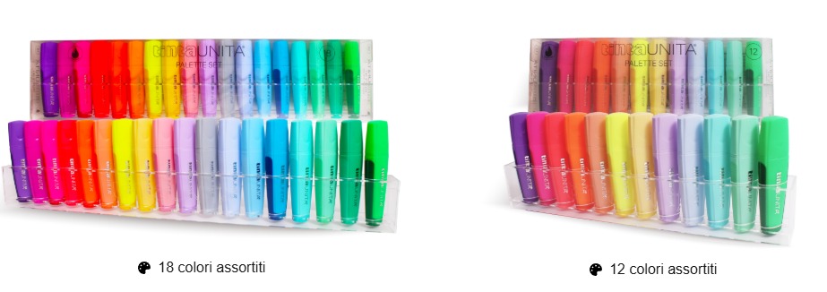 evidenziatori tintaunita colori fluo classici e pastello
