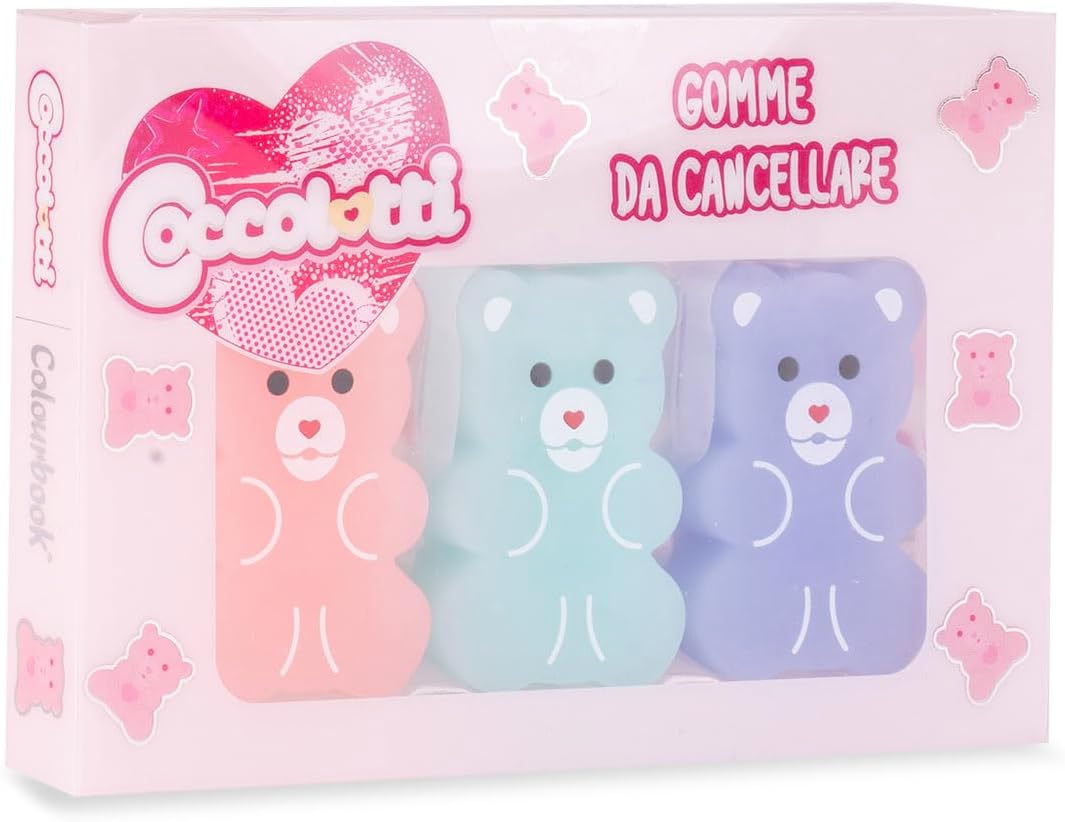 2Colourbook – Set 3 Gommine da Cancellare Coccolotti, Official Licensee (Classic)