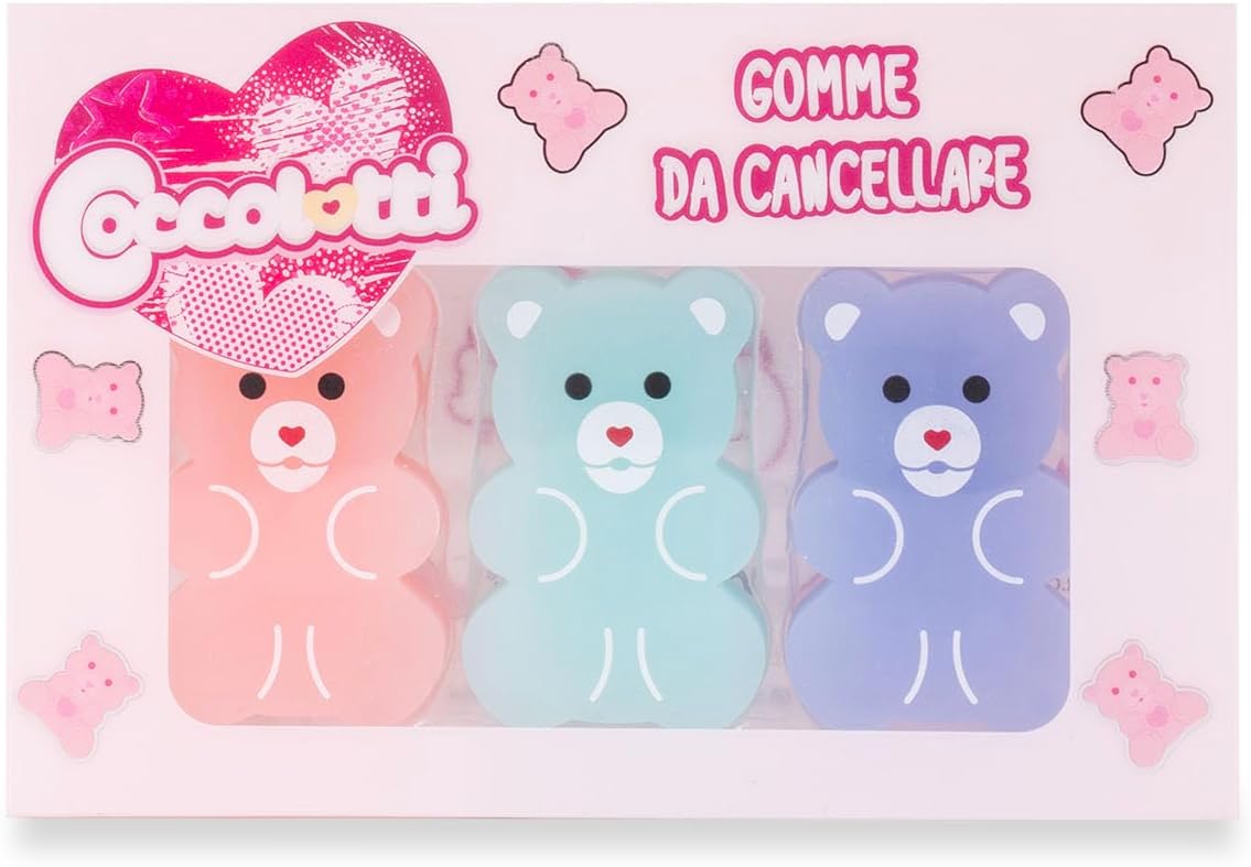 Colourbook – Set 3 Gommine da Cancellare Coccolotti, Official Licensee (Classic)
