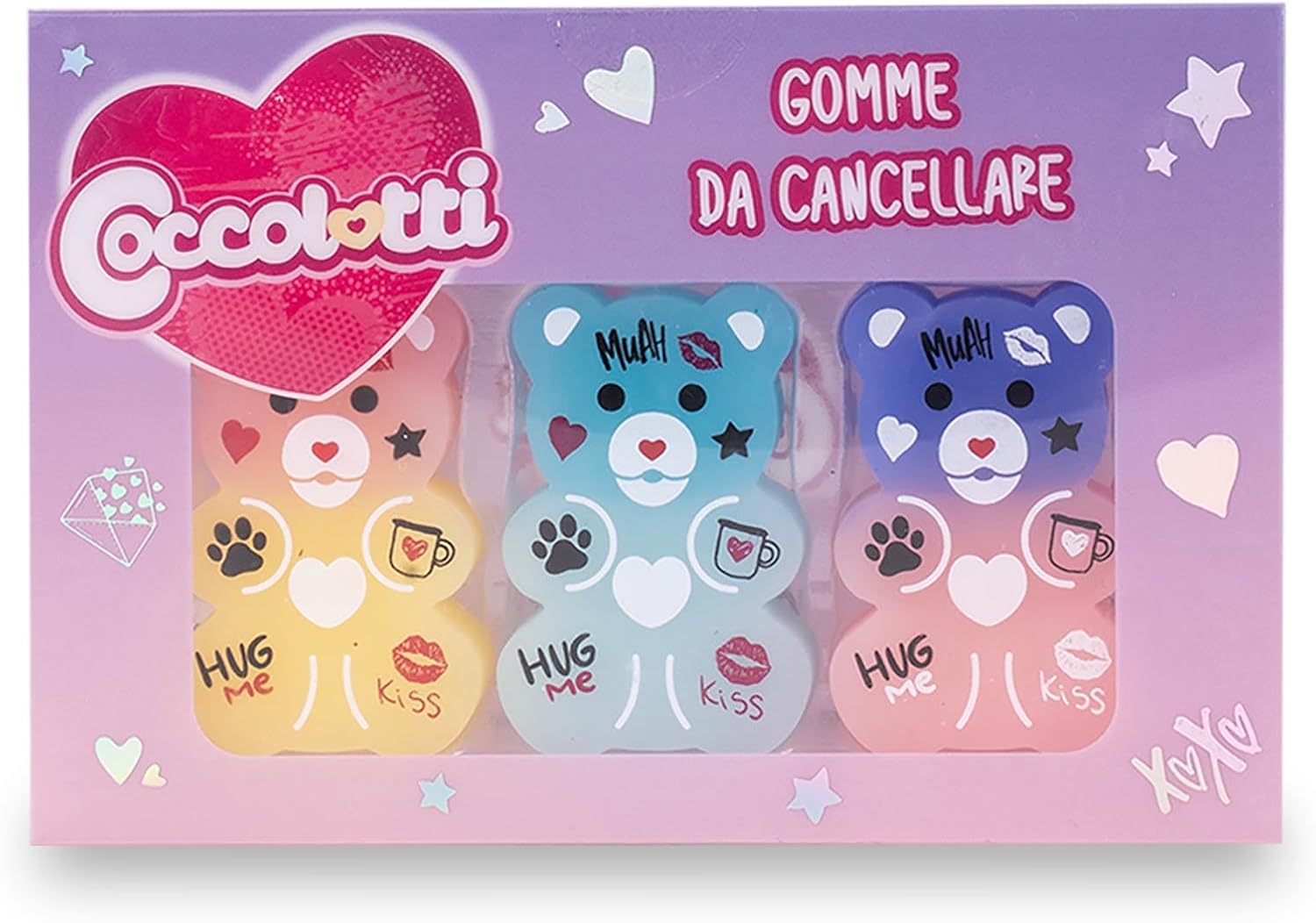 set 3 gommine coccolotti lovetell gomme da cancellare coccolotti lovetell colourbook set 3 gomme coccolotti official licensee lovetell