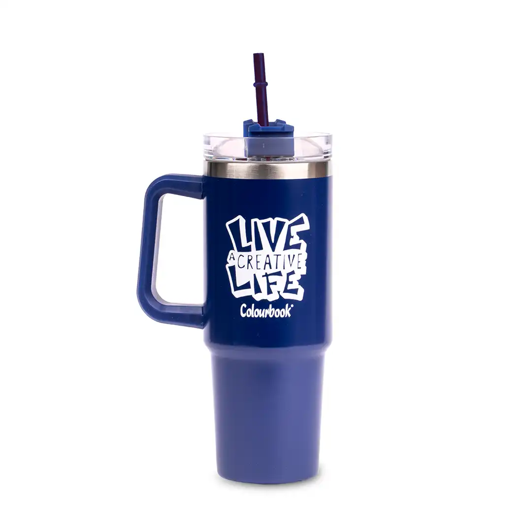 Borraccia termica con cannuccia 900ml Colour Slurp Blu