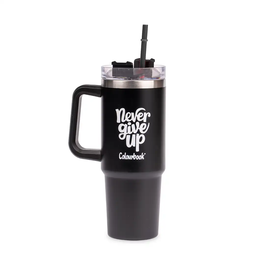 Borraccia termica con cannuccia 900ml Colour Slurp Nero