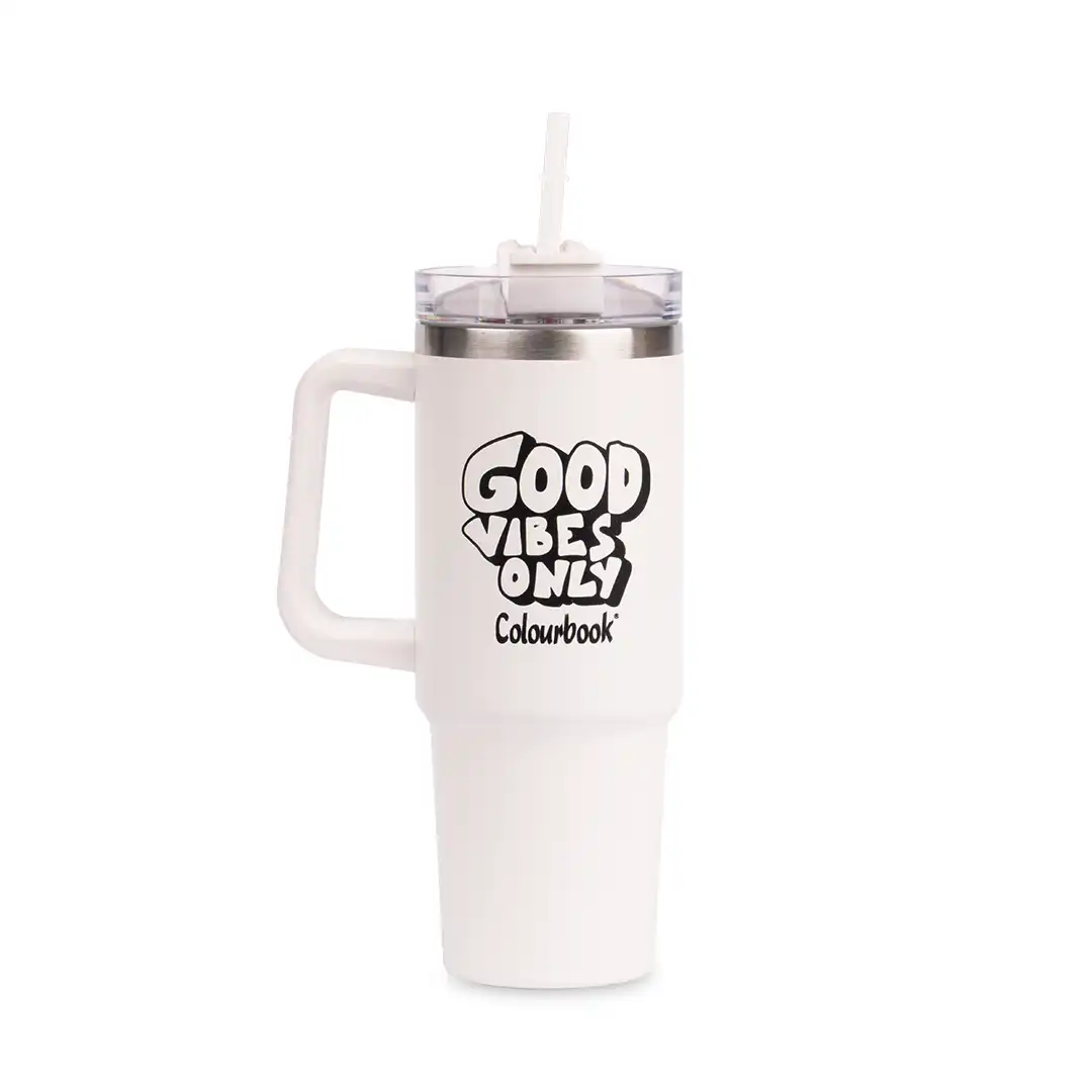 Borraccia termica con cannuccia 900ml Colour Slurp bianca