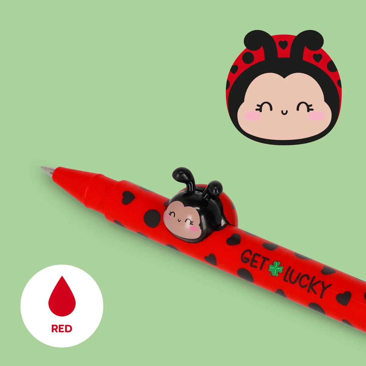 Penna Gel con Animaletto Decorativo Ladybug Get Lucky2