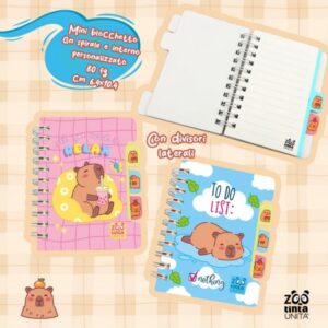 block notes a7 capibara con spirale tintaunita • mini blocchetto capibara a7 tintaunita • blocco notes capibara zoo a7