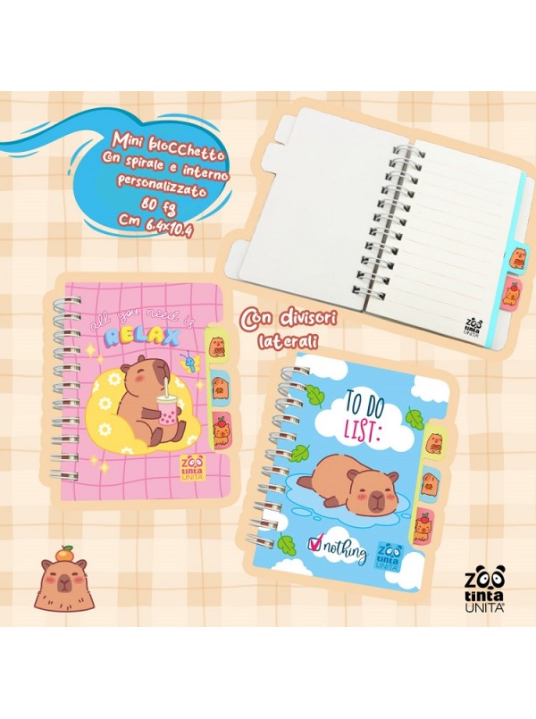 block notes a7 capibara con spirale tintaunita • mini blocchetto capibara a7 tintaunita • blocco notes capibara zoo a7