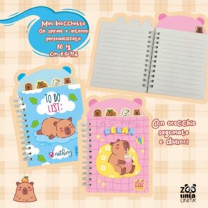 block notes capibara con spirale e orecchie tintaunita mini blocchetto capibara a6 con orecchie sagomate blocco notes capibara zoo tintaunita