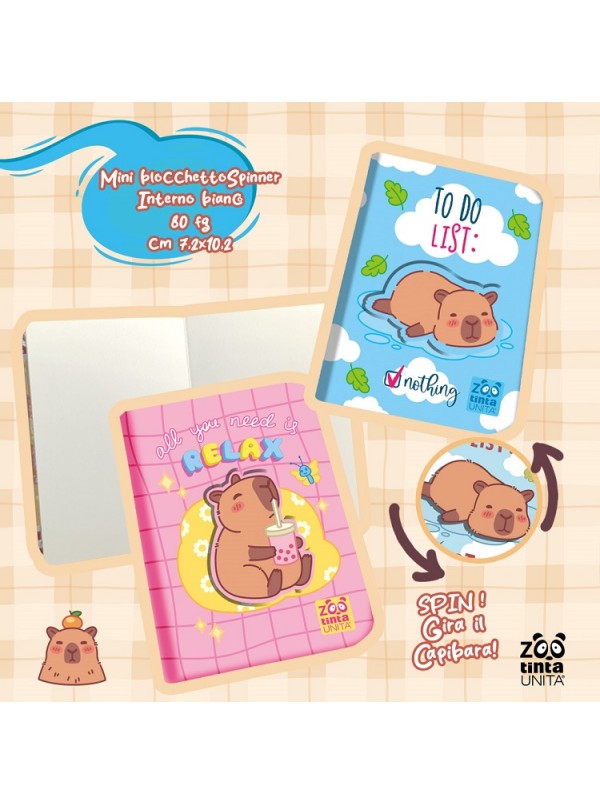 block notes pagine bianche capibara tintaunita • mini quadernino capibara zoo pagine bianche • blocchetto capibara pagine bianche tintaunita